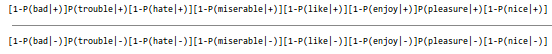 Conditional probability calculation on the tweet.